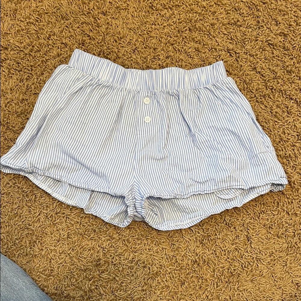 Amazon Women's High Waist Blue Striped Shorts